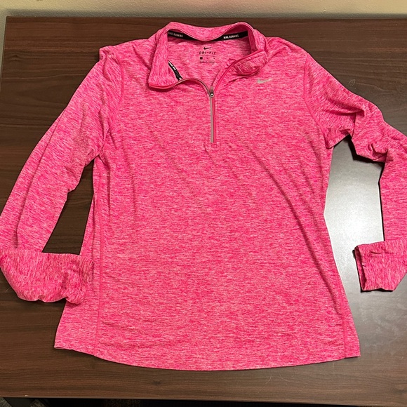 Nike Running Dri-FIT 1/4 Zip Pullover Women’s Large Pink Heather Long Sleeve Top - Picture 1 of 6
